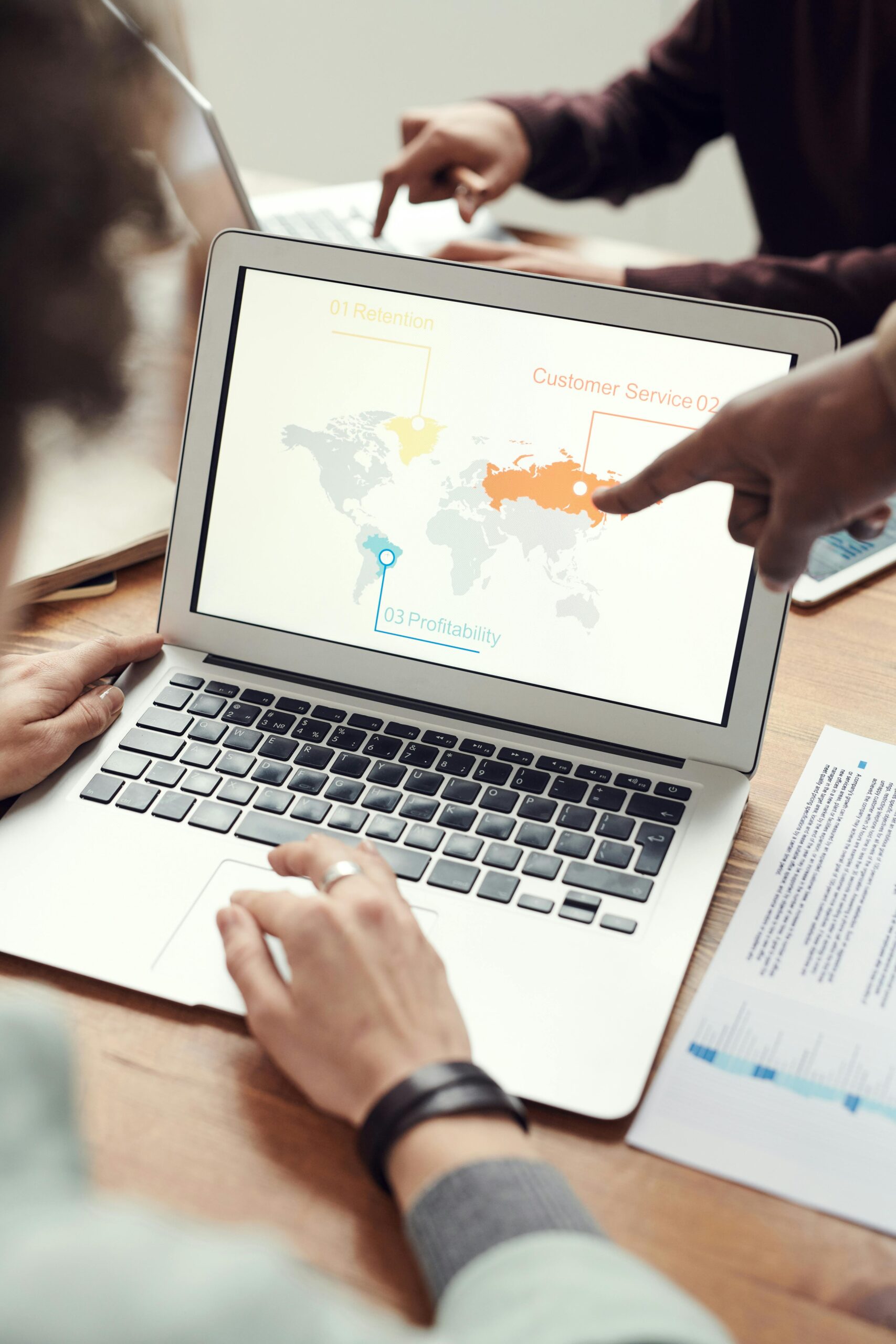 Global business map showing virtual office locations